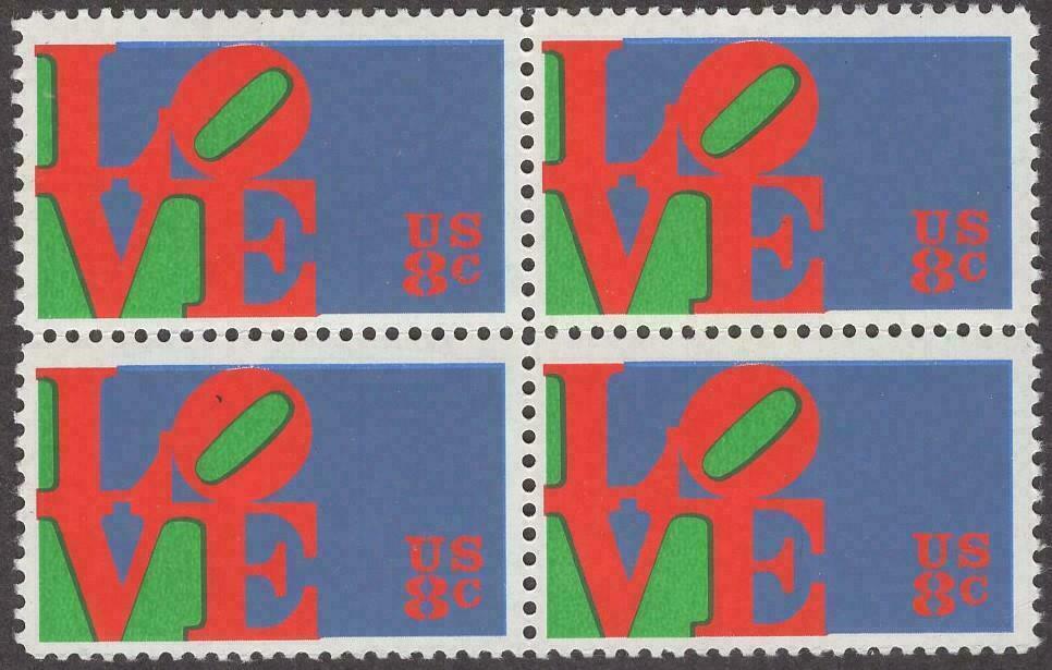 1973 Love Block of 4 8c Postage Stamps - MNH, OG - Scott 1475