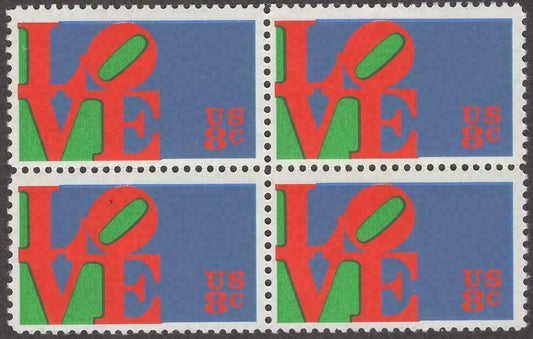 1973 Love Block of 4 8c Postage Stamps - MNH, OG - Scott 1475