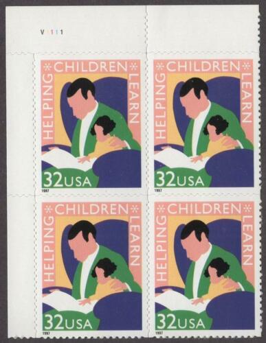 1997 Helping Children Learn Plate Block of 4 32c Postage Stamps - MNH, OG - Scott 3125