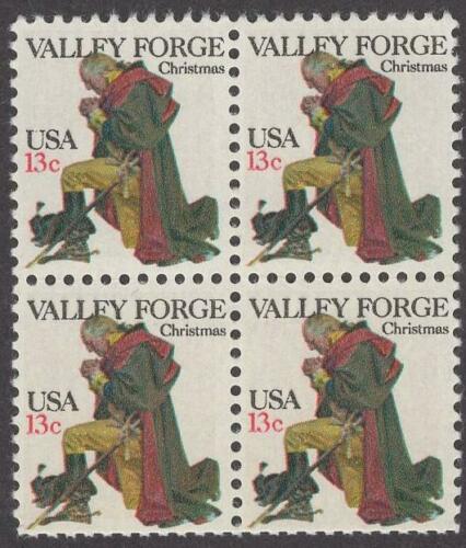 1977 George Washington At Valley Forge Block of 4 13c Postage Stamps - MNH, OG - Scott 1729