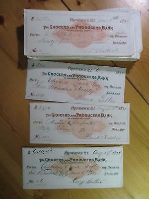 VEGAS- ONE Of 1870s Grocers & Producers Bank, Providence, RI Check -READ (CT122)