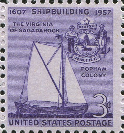 1957 Shipbuilding Since 1607  Single 3c Postage Stamp  - Sc#1095 -  MNH,OG