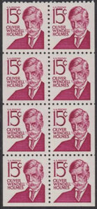 1978 Oliver Wendell Holms Stamp Booklet Pane Of 8 - Sc# BK117a, 1288c - CX776