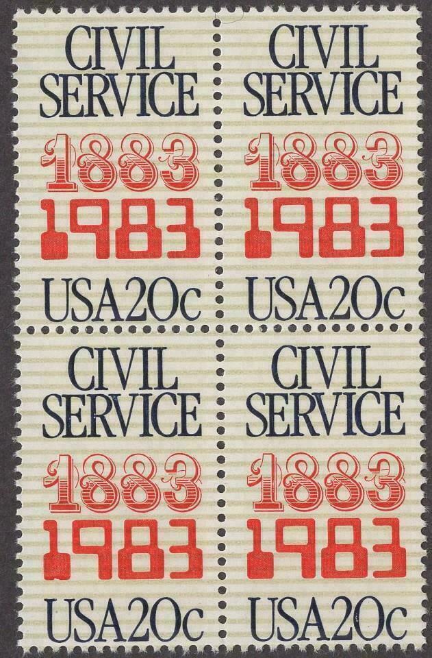 1983 Civil Service 100 Years Block of 4 20c Postage Stamps - MNH, OG - Scott 2053