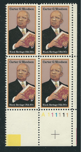 1984 - Carter G. Woodson Plate Block Of 4 20c Postage Stamps - MNH - Sc# 2073 - CW386f