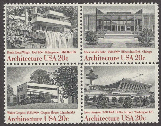 1982 Architecture Block Of 4 20c Postage Stamps Scott 2019-2022 - MNH - CW482a