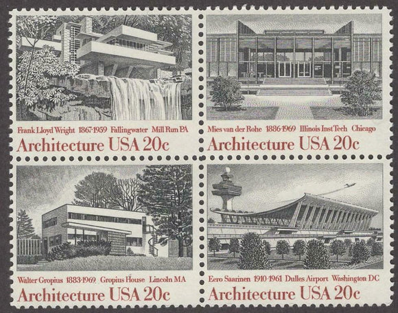 1982 Architecture Block Of 4 20c Postage Stamps - Sc 2019-2022 - MNH - CW482a