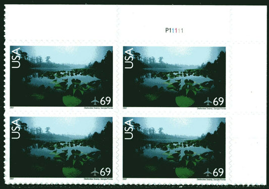 2007 Okefenokee Swamp, Georgia, Florida Plate Block of 4 Postage Stamps - MNH, OG - Scott C142