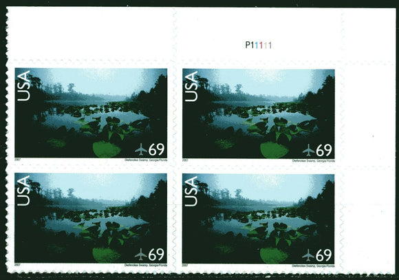 2007 Okefenokee Swamp, Georgia, Florida Plate Block of 4 Postage Stamps - MNH, OG - Sc# C142