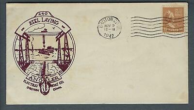 VEGAS - 1942 Submarine USS Angler Keel Laid Cover - Groton - FK101