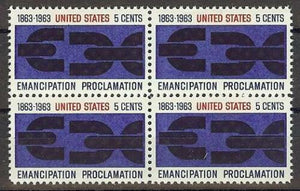 1963 Emancipation Proclamation Block Of 4 5c Postage Stamps- Sc# 1233 - MNH - CW467a