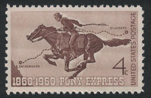 1960 Pony Express Single 4c Postage Stamp - MNH, OG - Scott 1154 - DS200a