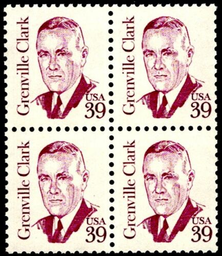 1985 Grenville Clark Block of 4 39c Postage Stamps - MNH, OG - Sc# 1867
