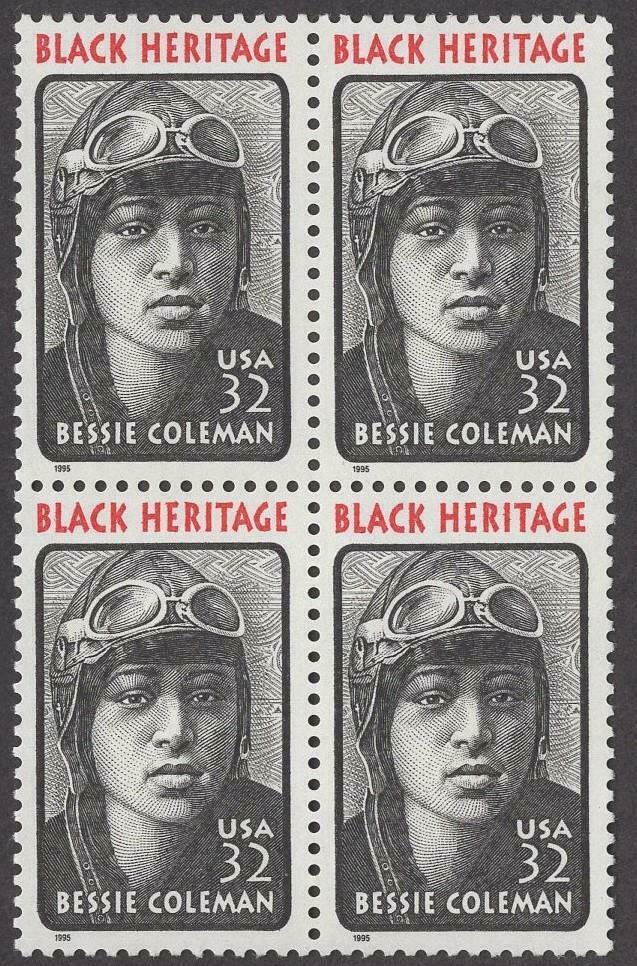 1995 - Bessie Coleman Block Of 4 32c Postage Stamps - MNH Scott # 2956 - CX816
