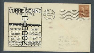 VEGAS - 1946 Submarine USS Diodon Commission Spader Cover - Groton - FJ157