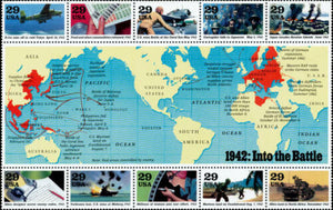 1992 1942 WW2 Into the Battle Sheet Of 10 29c Postage Stamps -Sc# 2697 - MNH, OG - CW262