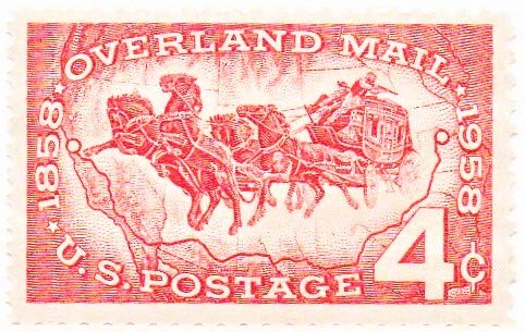 1958 Overland Mail Centennial Single 4c Postage Stamp  - Sc# 1120  -  MNH,OG