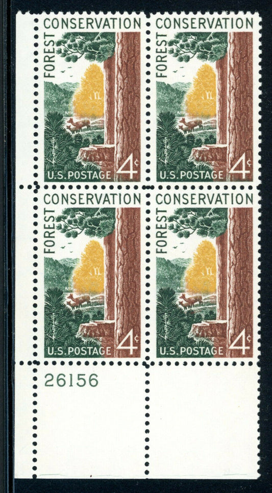 1958 Forest Conservation Plate Block Of 4 4c Postage Stamps - MNH, OG - Scott 1122 - CX460