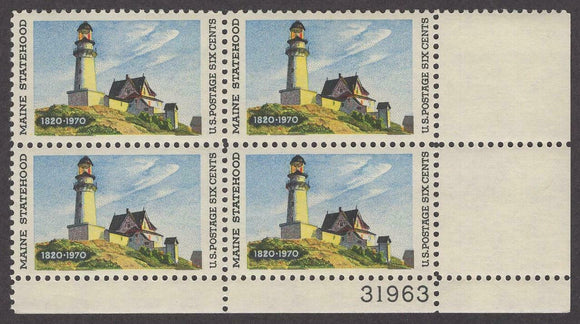 1970 Maine Statehood Plate Block Of 4 6c Postage Stamps - MNH, OG - Sc# 1391 - CX292
