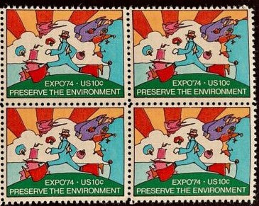 1974 Preserve The Environment Block Of 4 10c Postage Stamps - Scott 1527 - CW204