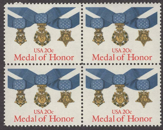 1983 USA Medal Of Honor Block Of 4 20c Postage Stamps - Scott 2045 - MNH, OG - CW251a