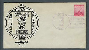 VEGAS - 1942 Submarine USS Hoe Keel Laid Streeter Cover - Groton - FJ135