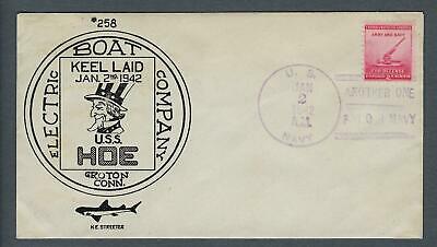 VEGAS - 1942 Submarine USS Hoe Keel Laid Streeter Cover - Groton - FJ135