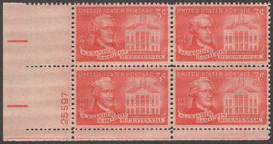 1957 Alexander Hamilton Plate Block of 4 3c Stamps - MNH, OG - Scott#1086 - CX900