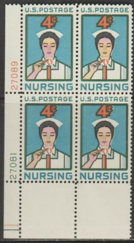 1961 Nursing Plate Block of 4 4c Postage Stamps - Scott# 1190 - MNH, OG - CX515