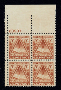 1948 Fort Bliss Centennial Plate Block of 4 3c Postage Stamps - MNH, OG - Sc# 976