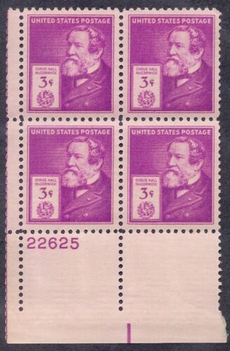 1940 Cyrus McCormick Plate Block Of 4 3c Postage Stamps - Scott 891 - MNH,OG  CX444