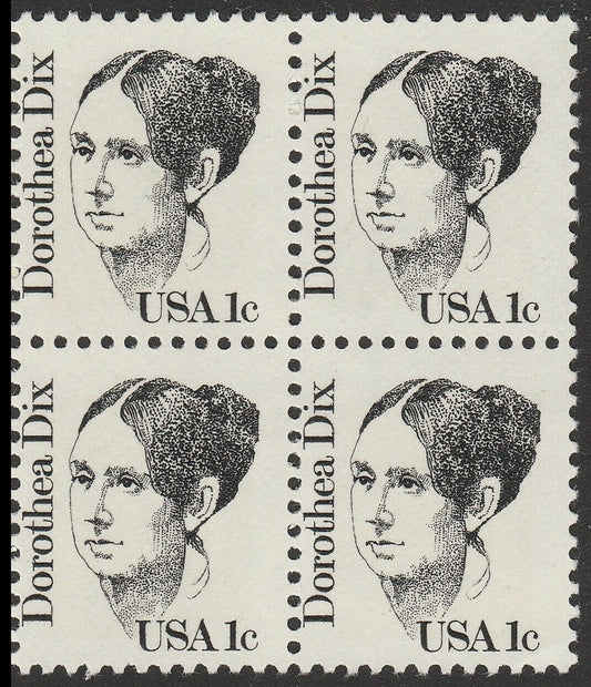 1983 Dorothea Dix Block of 4 1c Postage Stamps - MNH, OG - Scott 1844