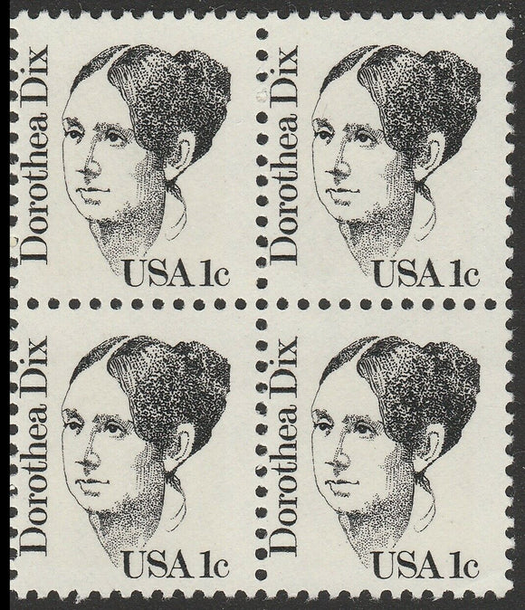 1983 Dorothea Dix Block of 4 1c Postage Stamps - MNH, OG - Sc# 1844