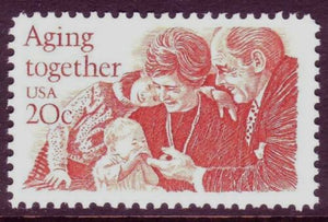 1982 Aging Together Single 20c Postage Stamp - MNH, OG - Sc# 2011