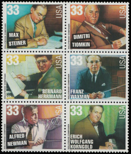 1999 Hollywood Composers Block Of 6 33c Postage Stamps - Sc 3339-3344 - MNH -DS103