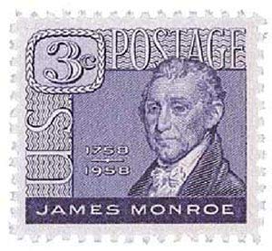1958 James Monroe Single 3c Postage Stamp  -  Scx#1105 -  MNH,OG