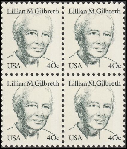 1984 Lillian Gilbreth Psychology Pioneer Block of 4 40c Postage Stamps - MNH, OG - Scott 1868