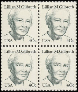 1984 Lillian Gilbreth Psychology Pioneer Block of 4 40c Postage Stamps - MNH, OG - Sc# 1868