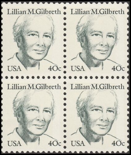 1984 Lillian Gilbreth Psychology Pioneer Block of 4 40c Postage Stamps - MNH, OG - Sc# 1868