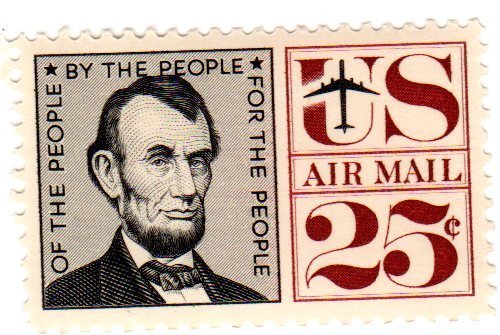 1959 - 1960 Abraham Lincoln Single 25c Airmail Postage Stamp -  Sc# C59 -  MNH,OG