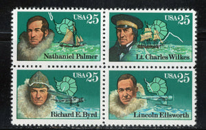 1988 Arctic Explorers Block of 4 25c Postage Stamps - MNH, OG - Sc# 2386