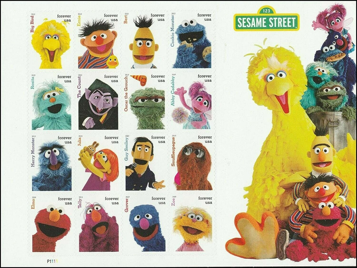 Sesame Street Sheet Of 16 Forever Postage Stamps - MNH, OG - Scott 5394