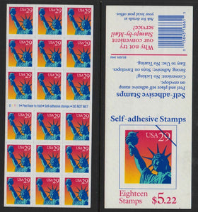 1994 USA Statue Of Liberty Booklet Pane Of 18 29c Postage Stamps - Sc# 2599a - MNH - DG123