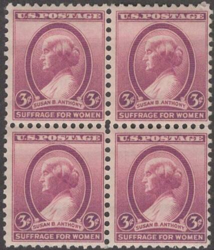 1936 Susan B Anthony Block of 4 3c Postage Stamps - Sc# 784 - MNH, OG - CR81 a