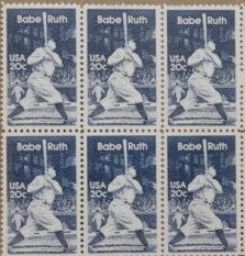 1983 Babe Ruth Baseball Player Block Of 6 As One Of The Photos Scott 2046 - MNH - DS168
