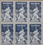 1983 Babe Ruth Baseball Player Block Of 6 As One Of The Photos Sc# 2046 - MNH - DS168