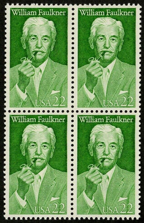1987 William Faulkner Block Of 4 22c Postage Stamps - Sc 2350 - MNH - CW452