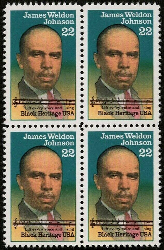1988 - James Weldon Johnson Block Of 4 22c Postage Stamps - MNH - Scott 2371 - CW389a