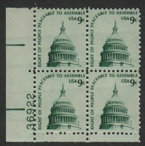 1975 Right Peaceably Assemble Plate Block Of 4 9c Postage Stamps - Sc# 1591 - MNH, OG - CX471