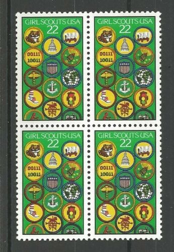 1987 Girl Scouts Block Of 4 22c Postage Stamps - Scott 2251 - MNH, OG - CX868